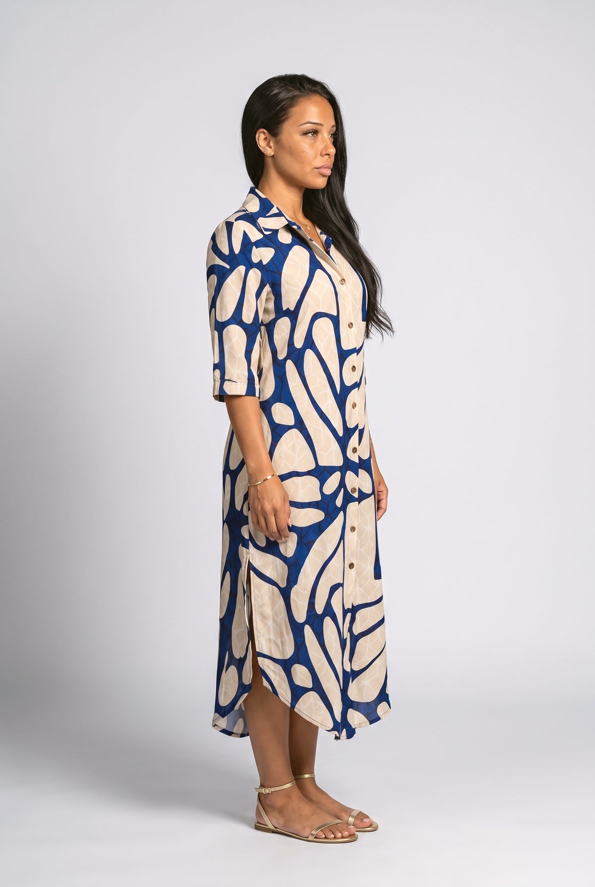 Multicolor Geometric Midi Dress, back view