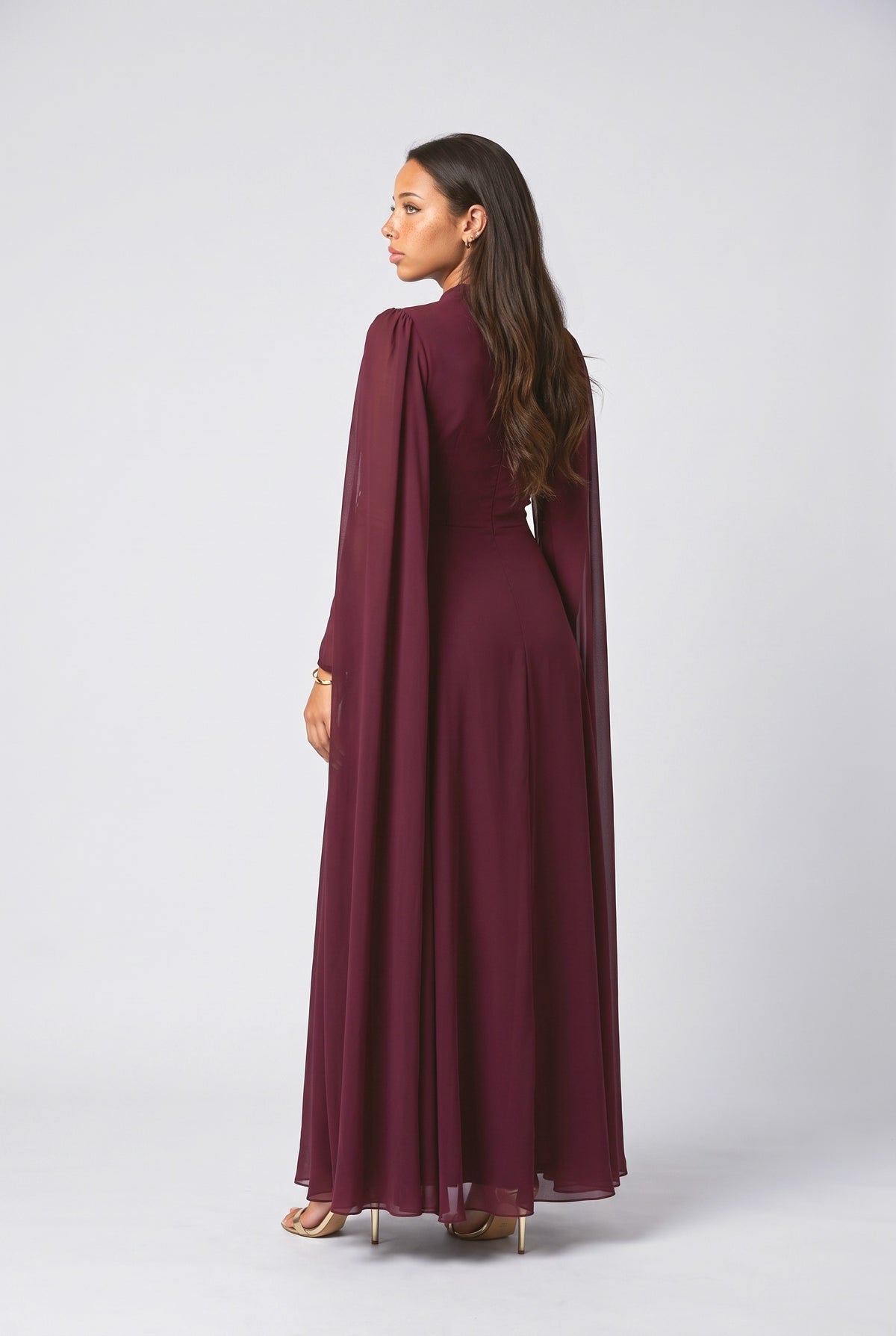 High Waist A- Line Skirt Maxi Dress, back view