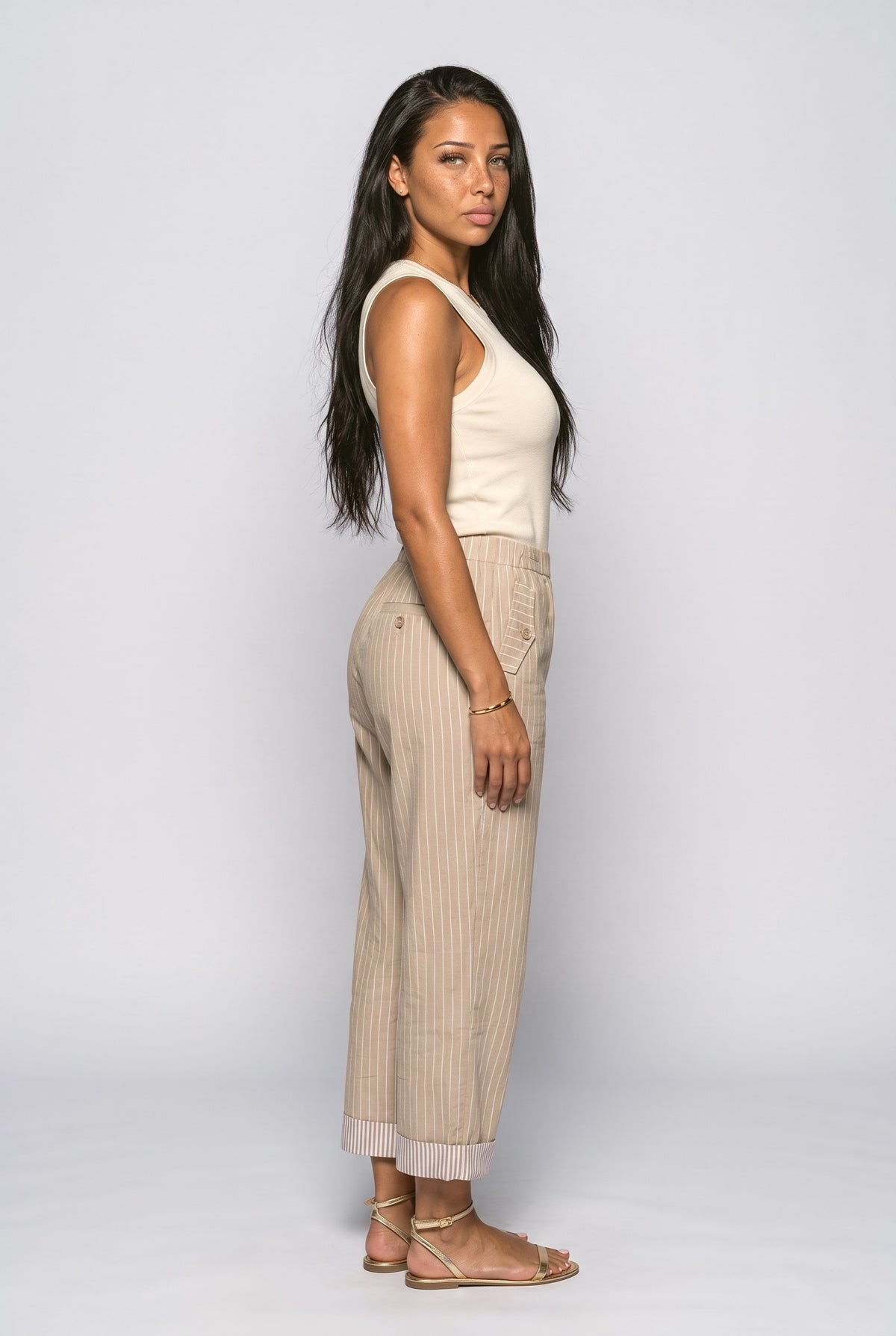 Striped Wide Leg Pants, back view