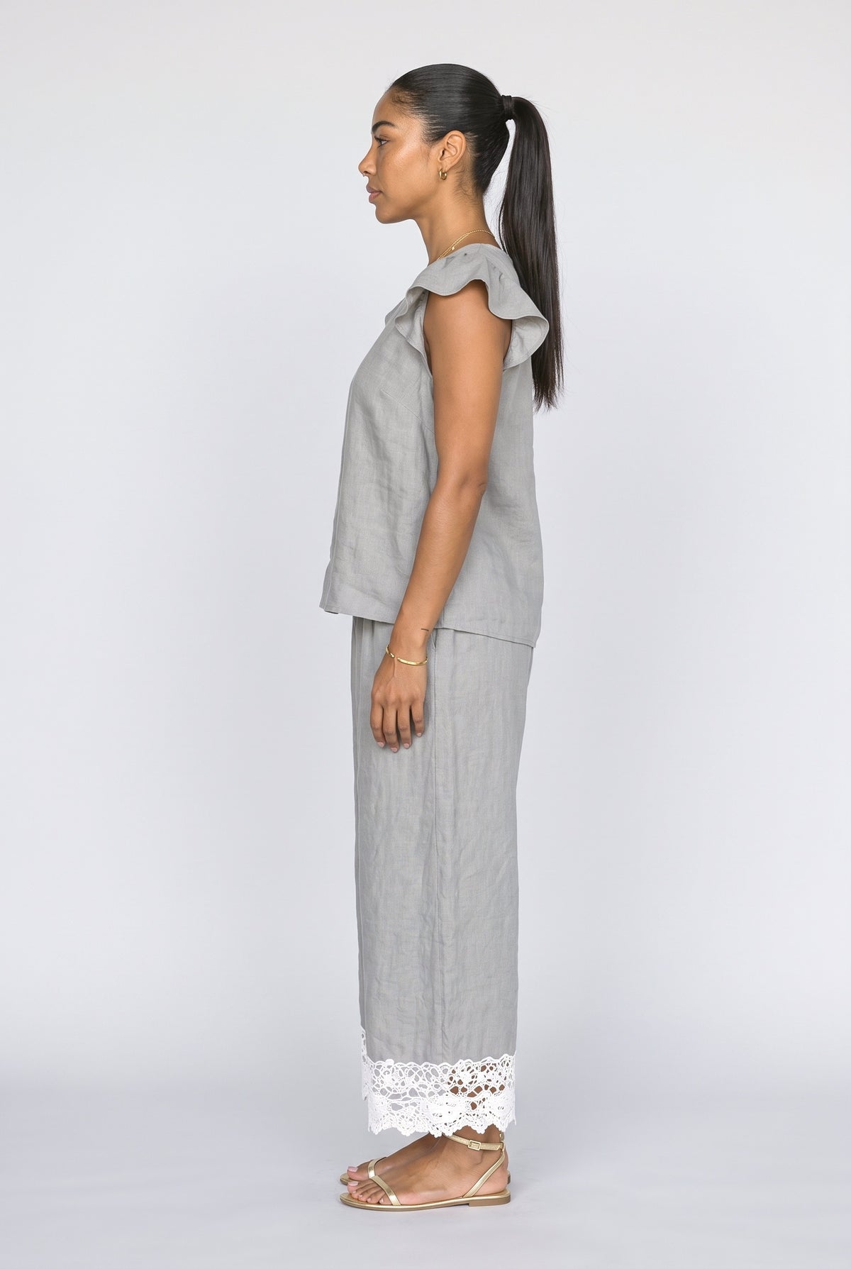 Crochet Ruffle Two Piece Outfit, back view