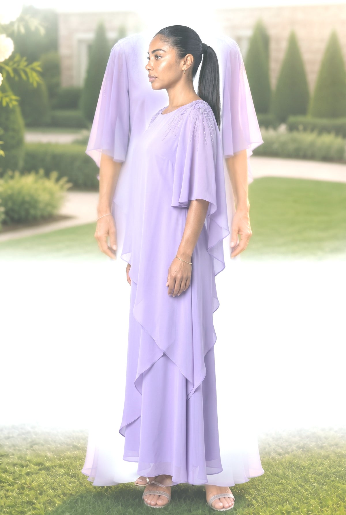Cape Cocktail Dress, back view