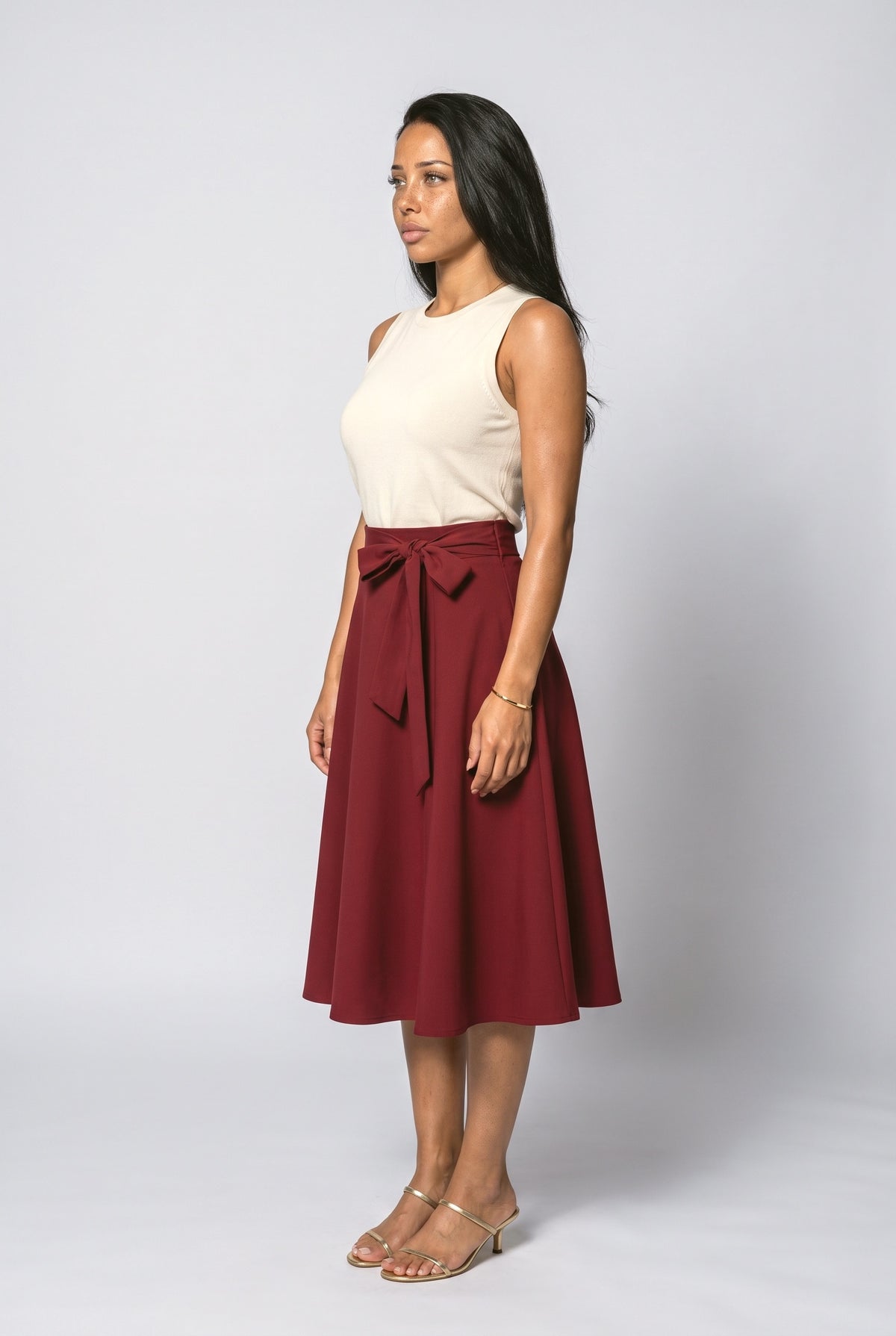 Pleated Midi Skirt, back view