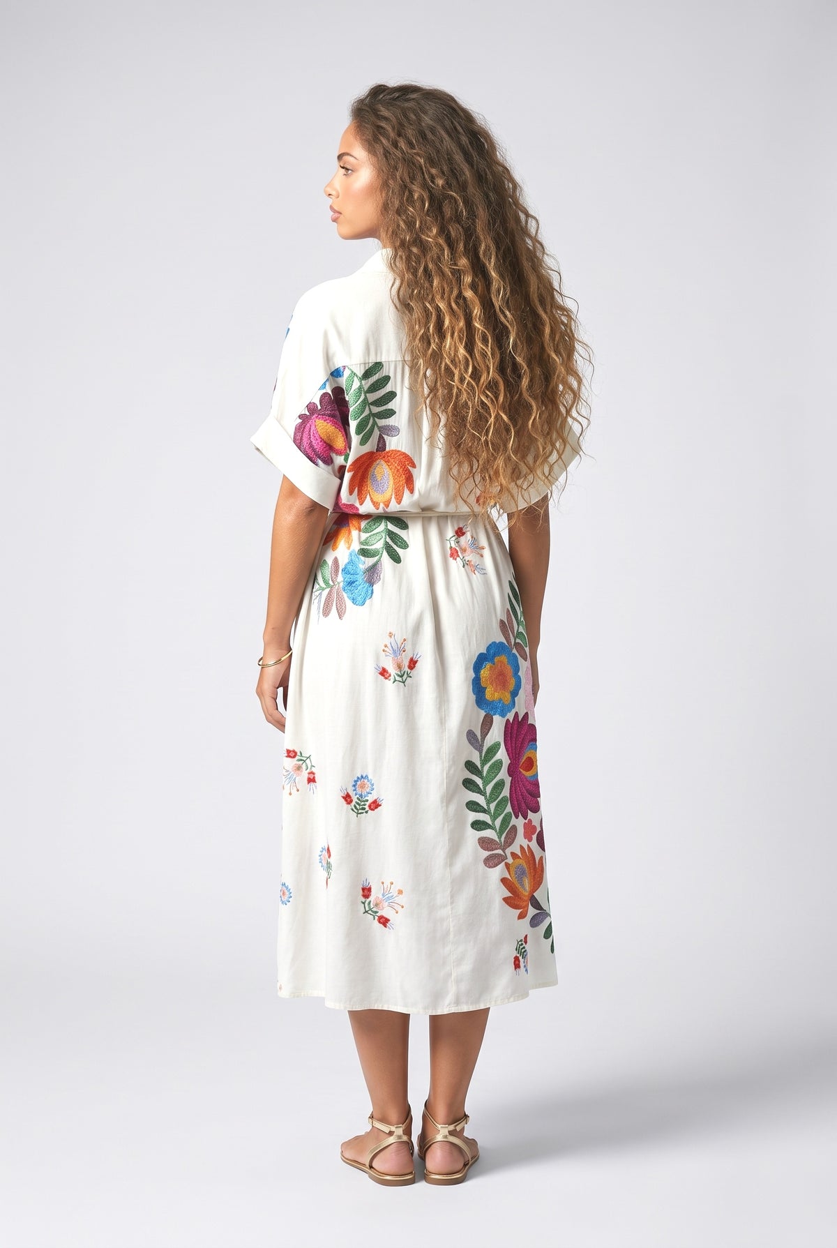 White Relaxed Midi Dress, back view