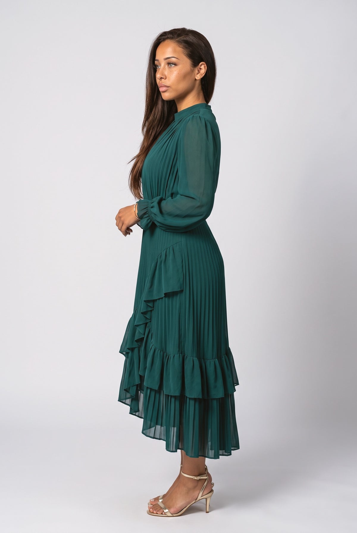 Pleated Midi Dress, back view