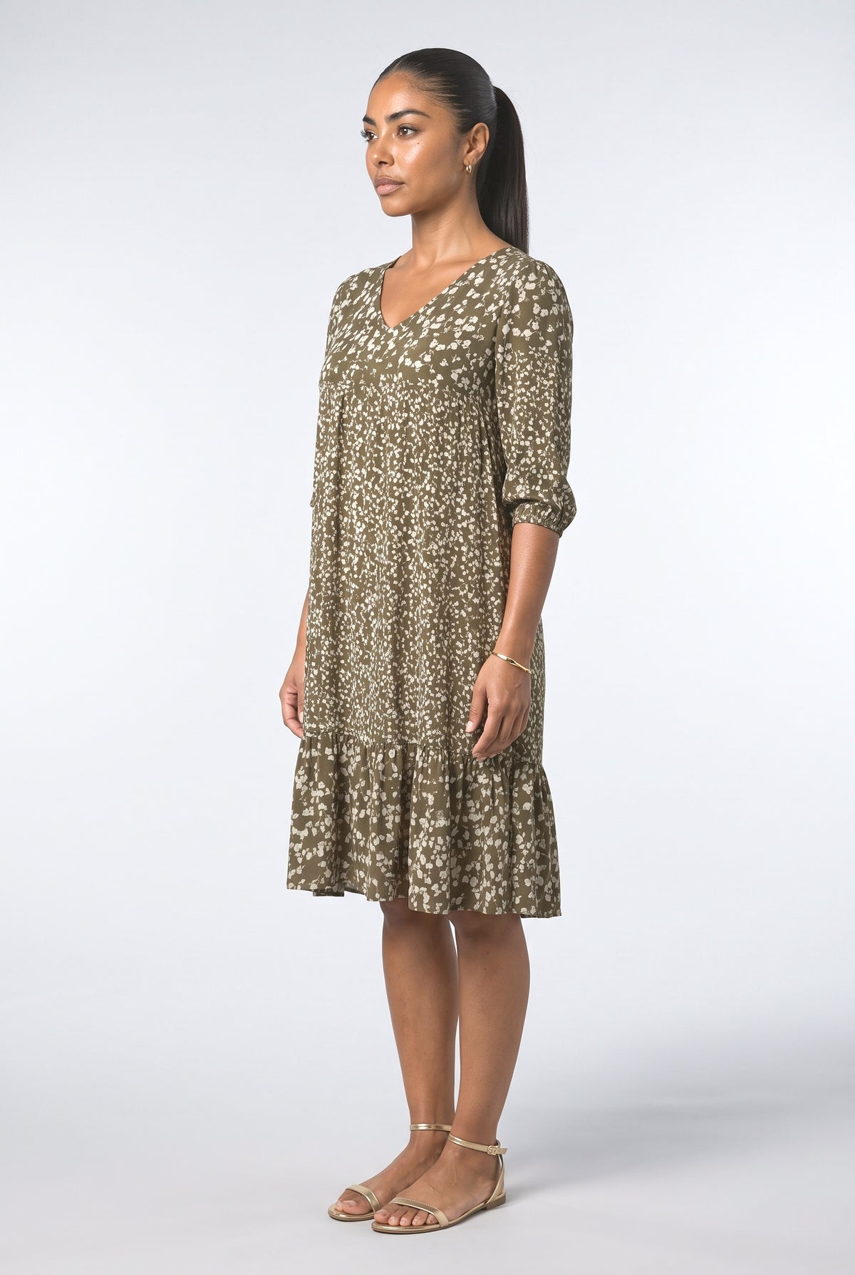 Floral Ruffle Midi Dress, back view