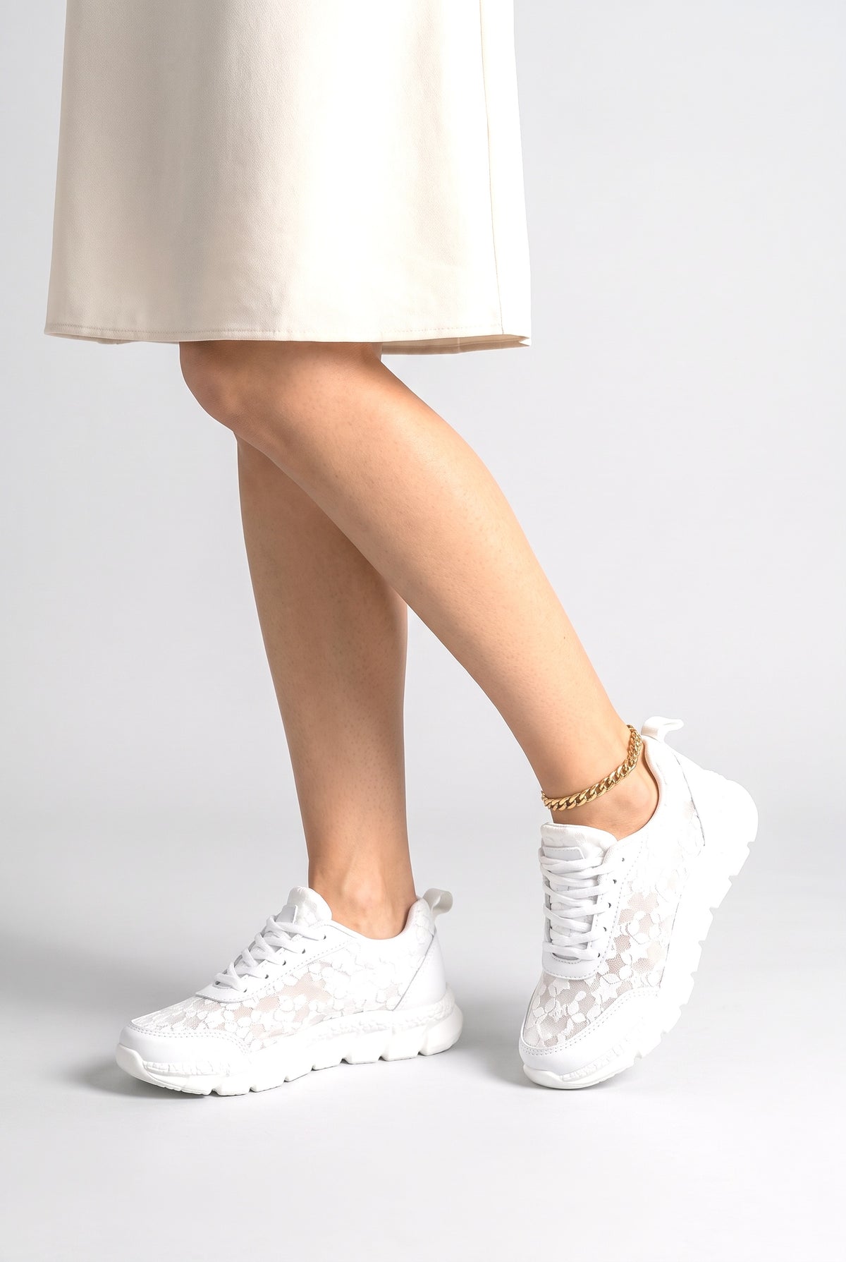 Lace Chunky Sneakers, worn, shown to scale