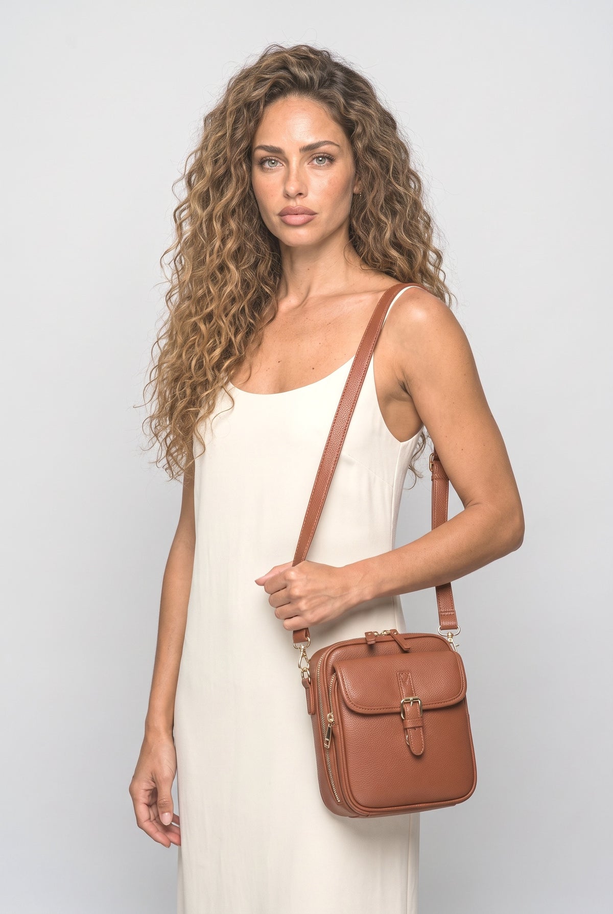 Crossbody Bag, worn, shown to scale