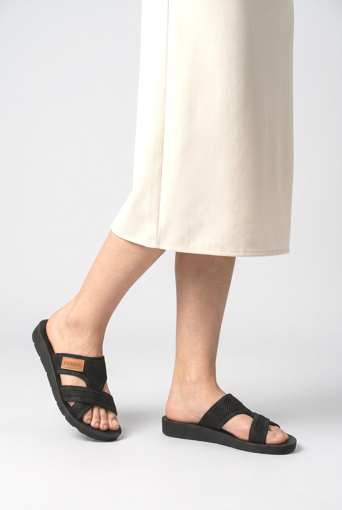 Mesh Platform Sandals, worn, shown to scale