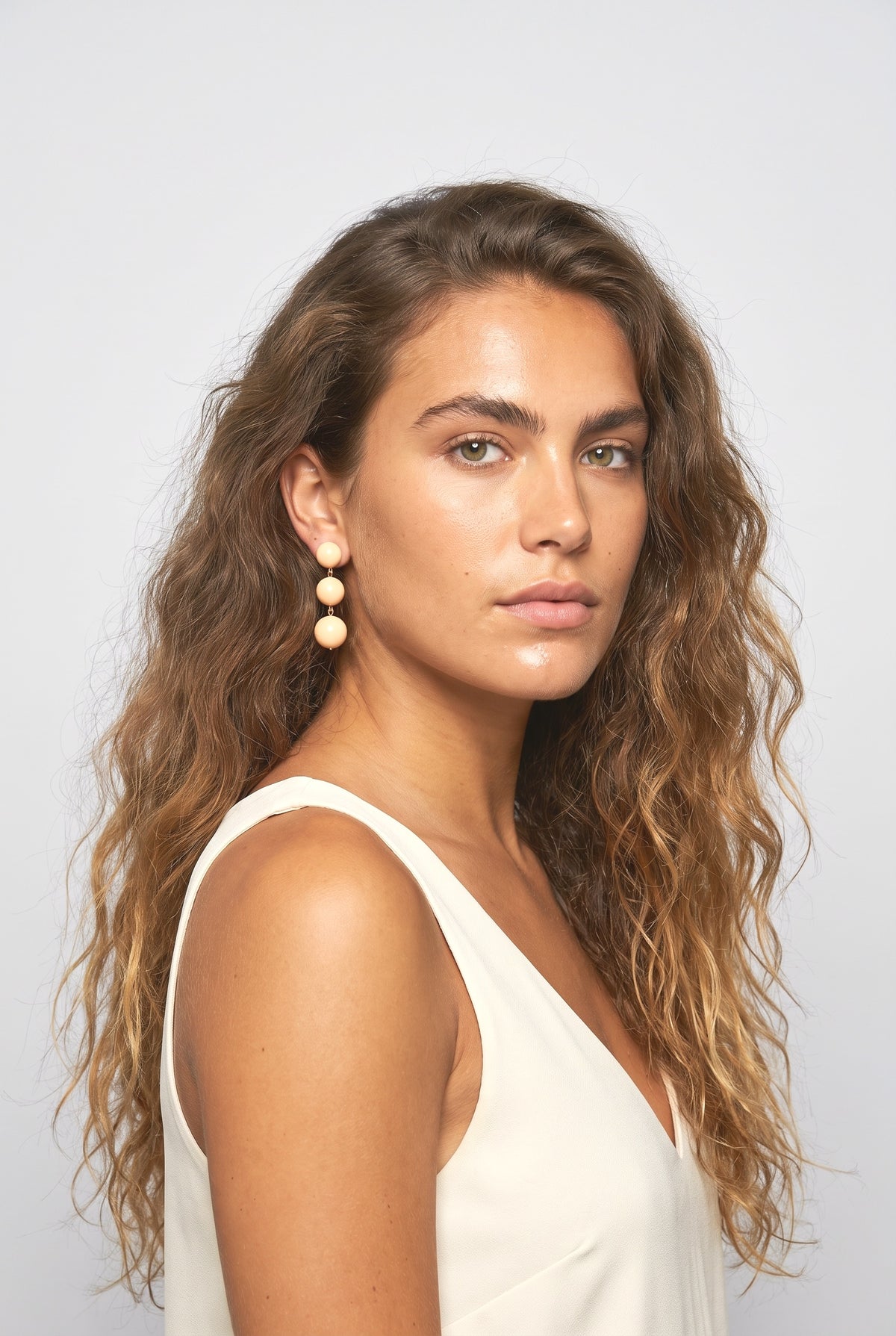 Stud Earrings, worn, shown to scale