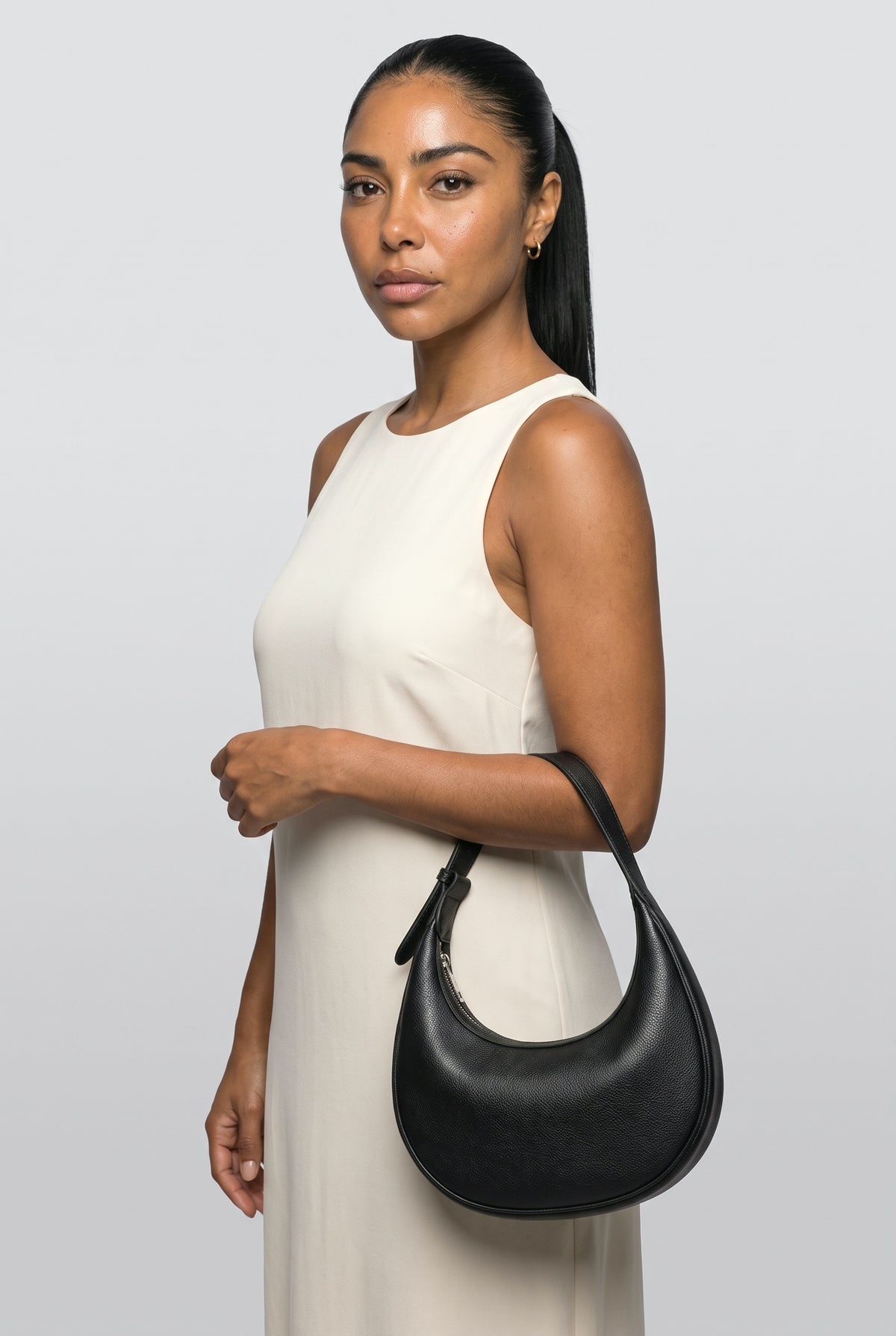 Shoulder Bag, worn, shown to scale