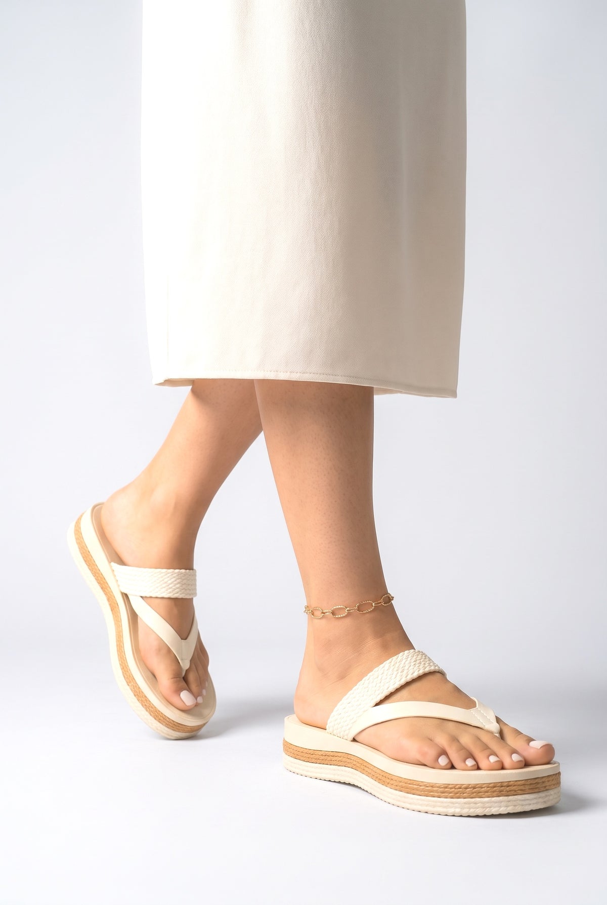 Platform Sandals, worn, shown to scale