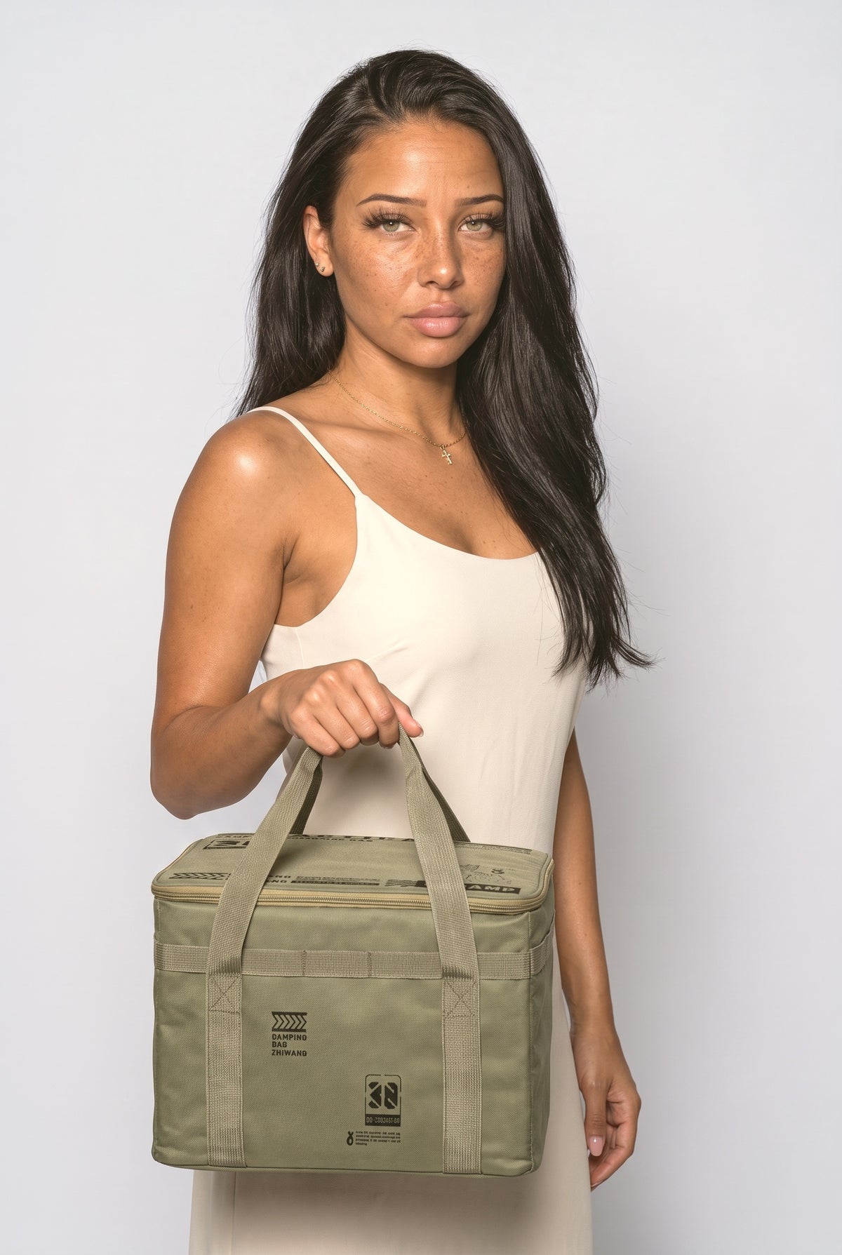Shoulder Bag, worn, shown to scale