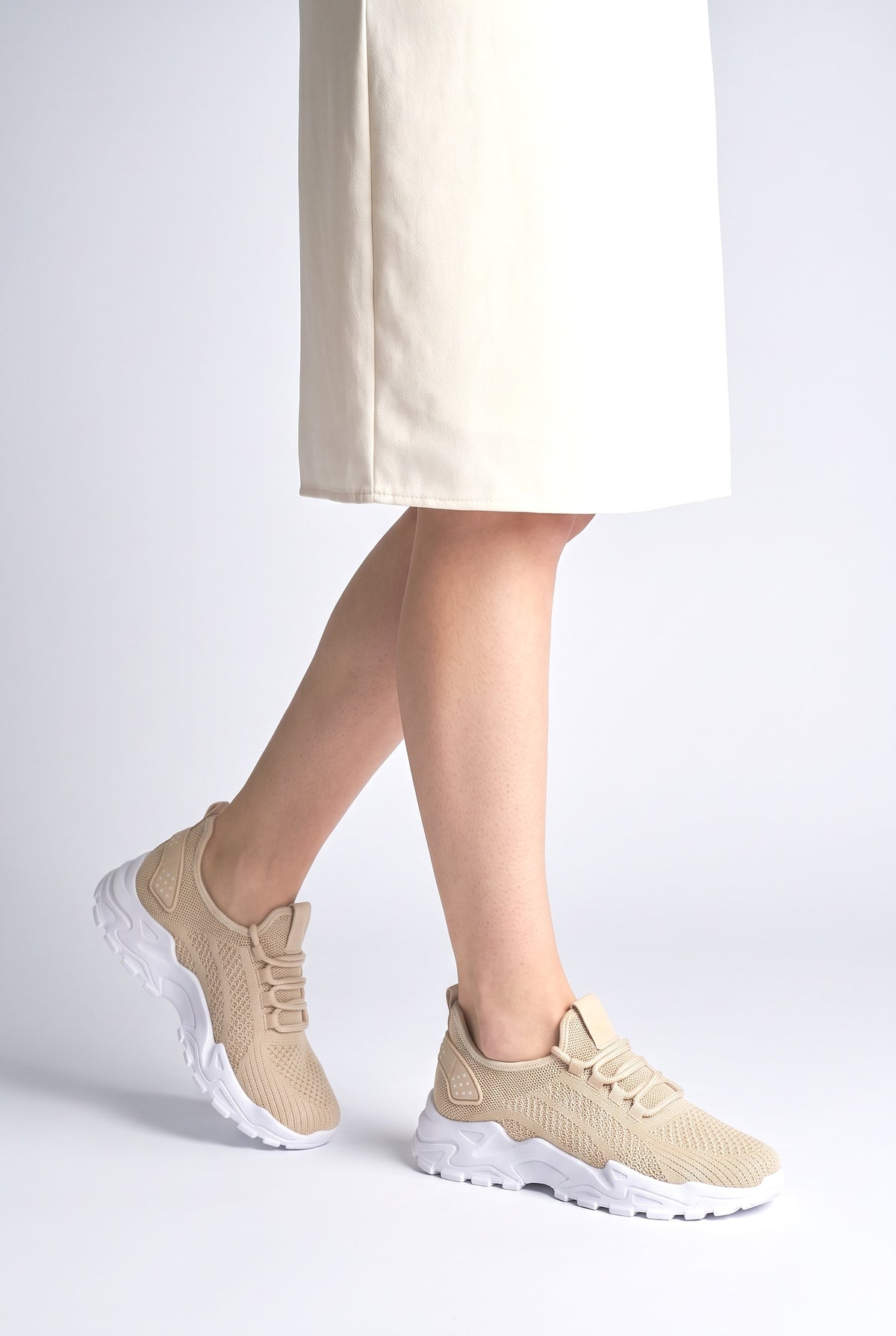 Knit Chunky Sneakers, worn, shown to scale