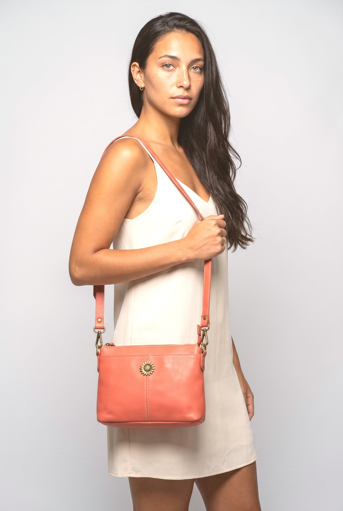 Crossbody Bag, worn, shown to scale