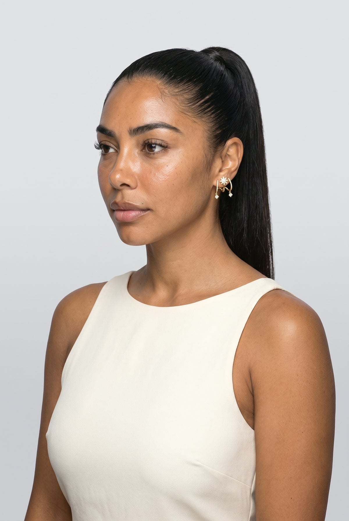 Stud Earrings, worn, shown to scale