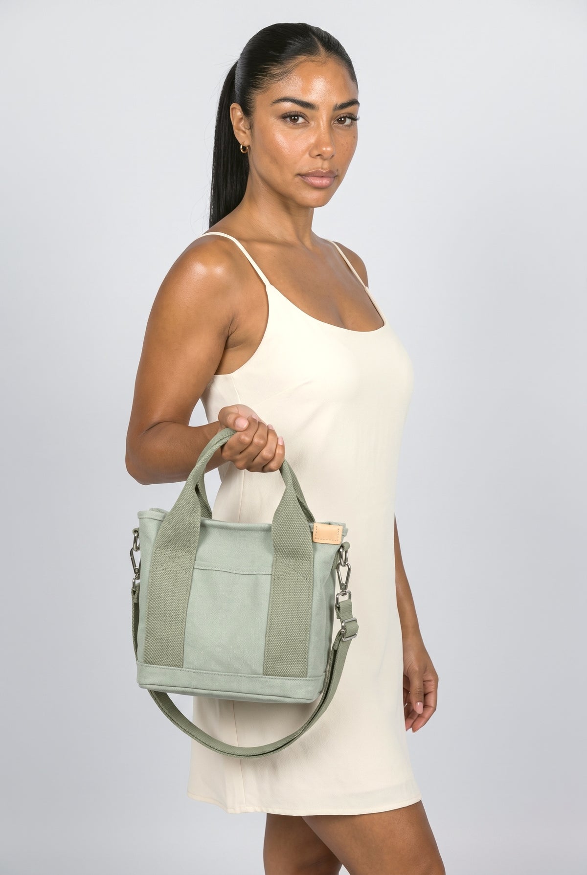 Tote Bag, worn, shown to scale