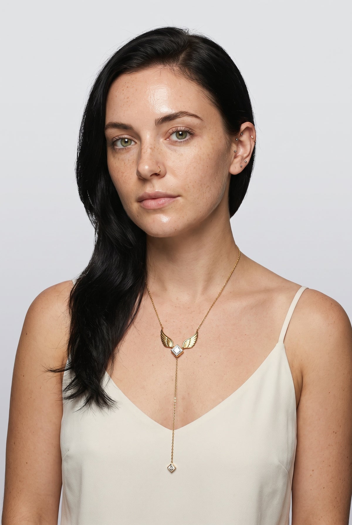 Necklace, worn, shown to scale