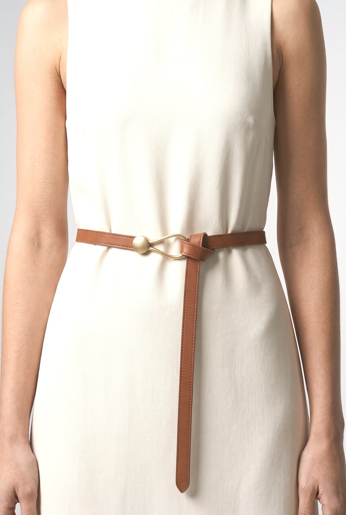 Leather Belt Women, worn, shown to scale