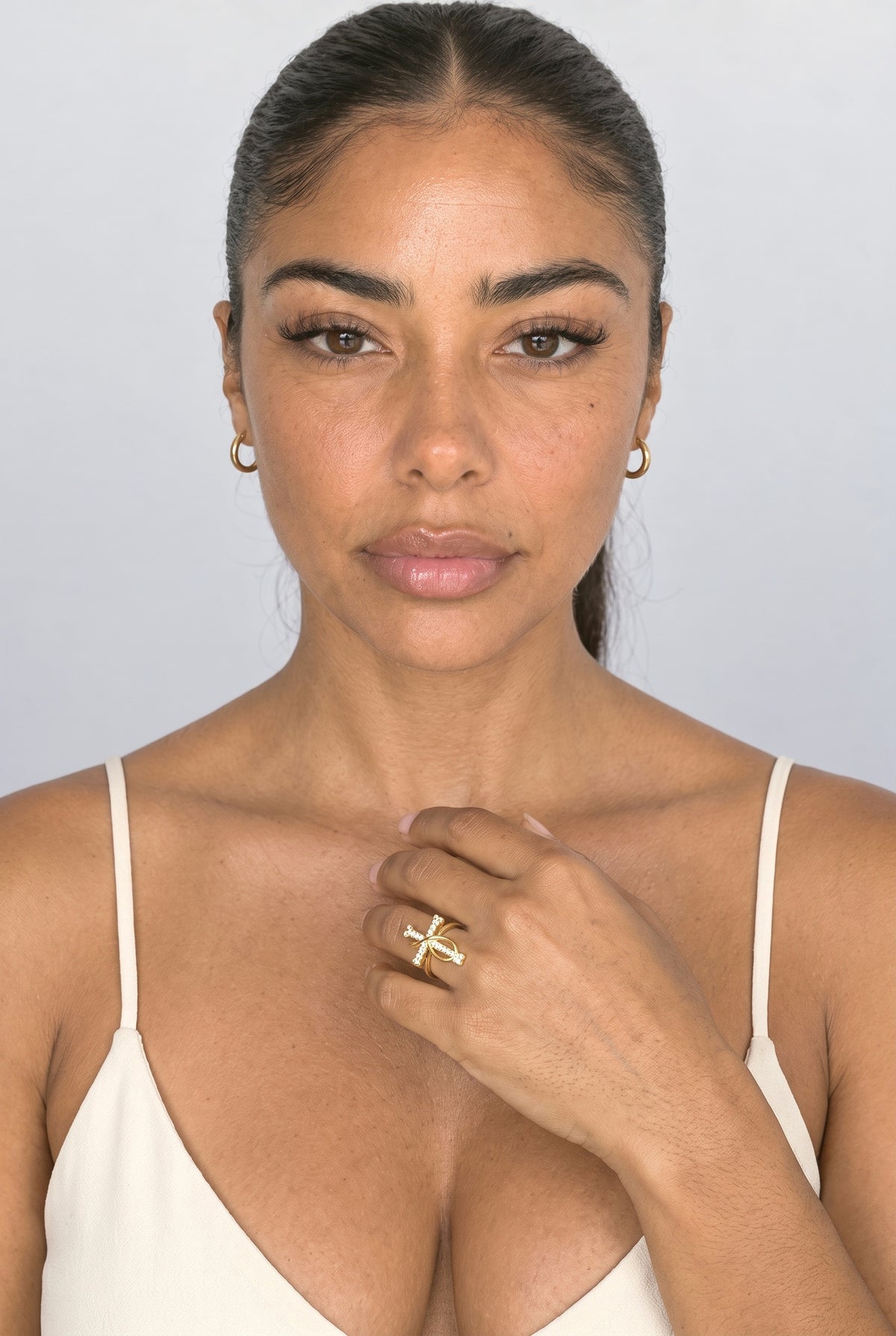 Stackable Rings, worn, shown to scale