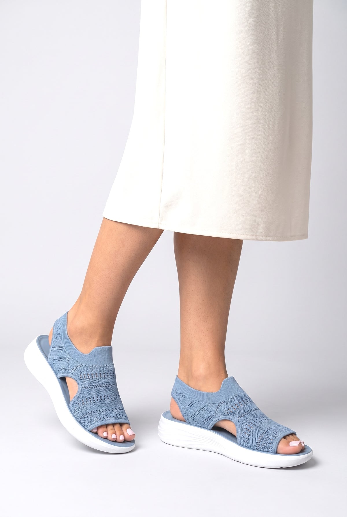 Knit Platform Sandals, worn, shown to scale