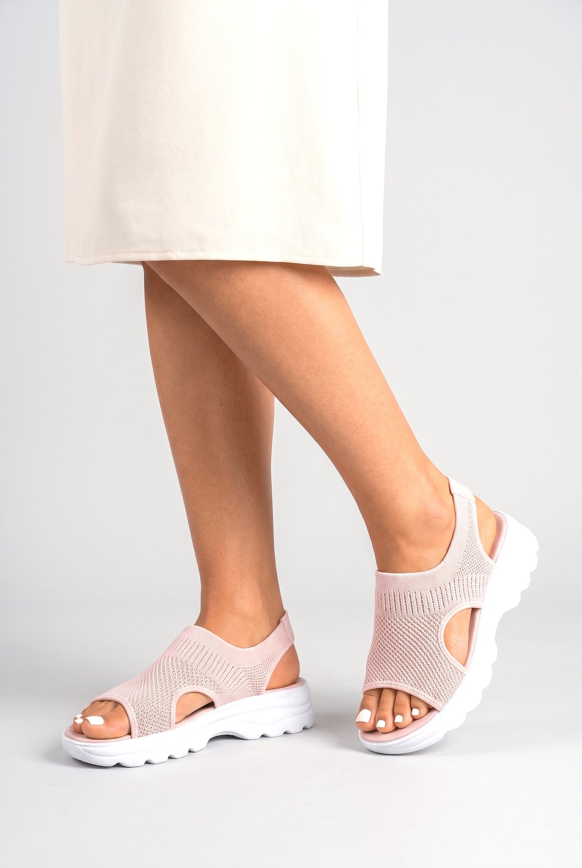 Platform Sandals, worn, shown to scale