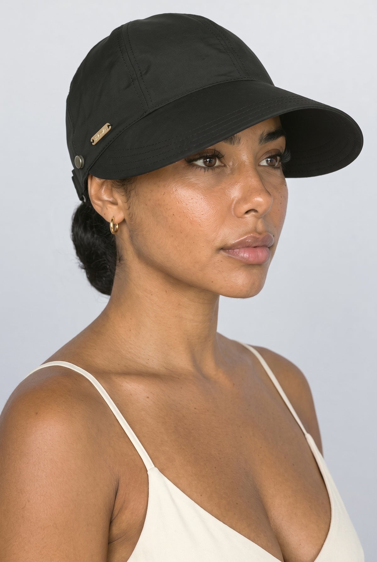 Beanie, worn, shown to scale