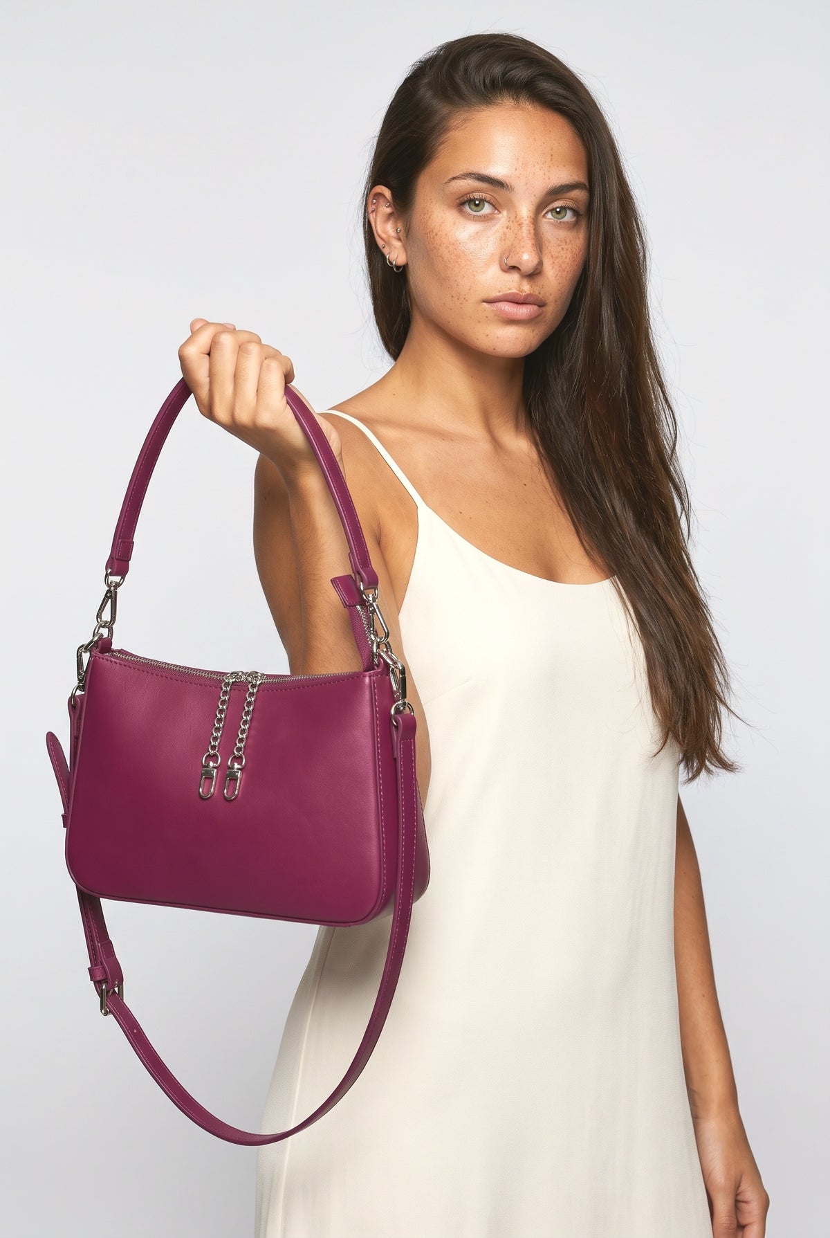 Shoulder Bag, worn, shown to scale