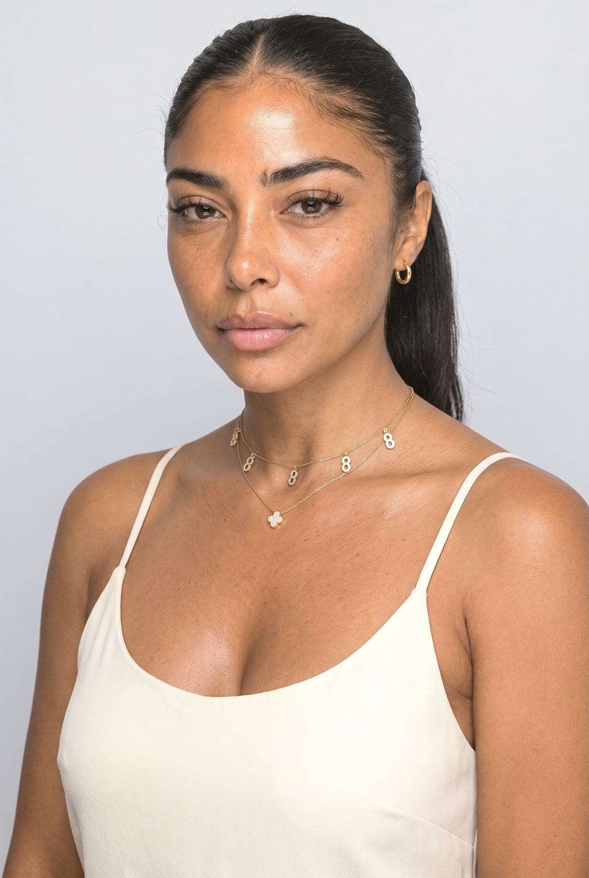 Necklace, worn, shown to scale