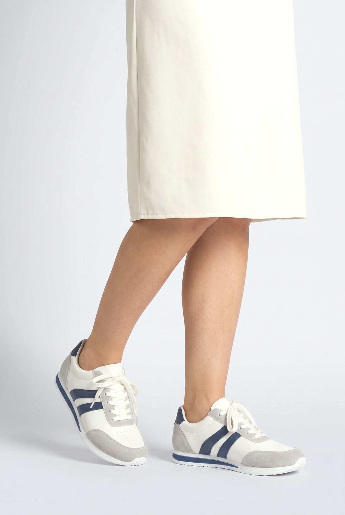 Striped Chunky Sneakers, worn, shown to scale