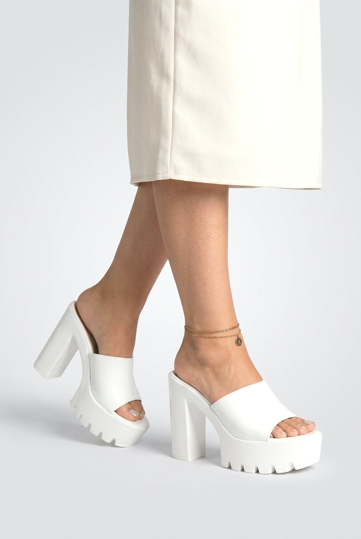 Platform Sandals, worn, shown to scale