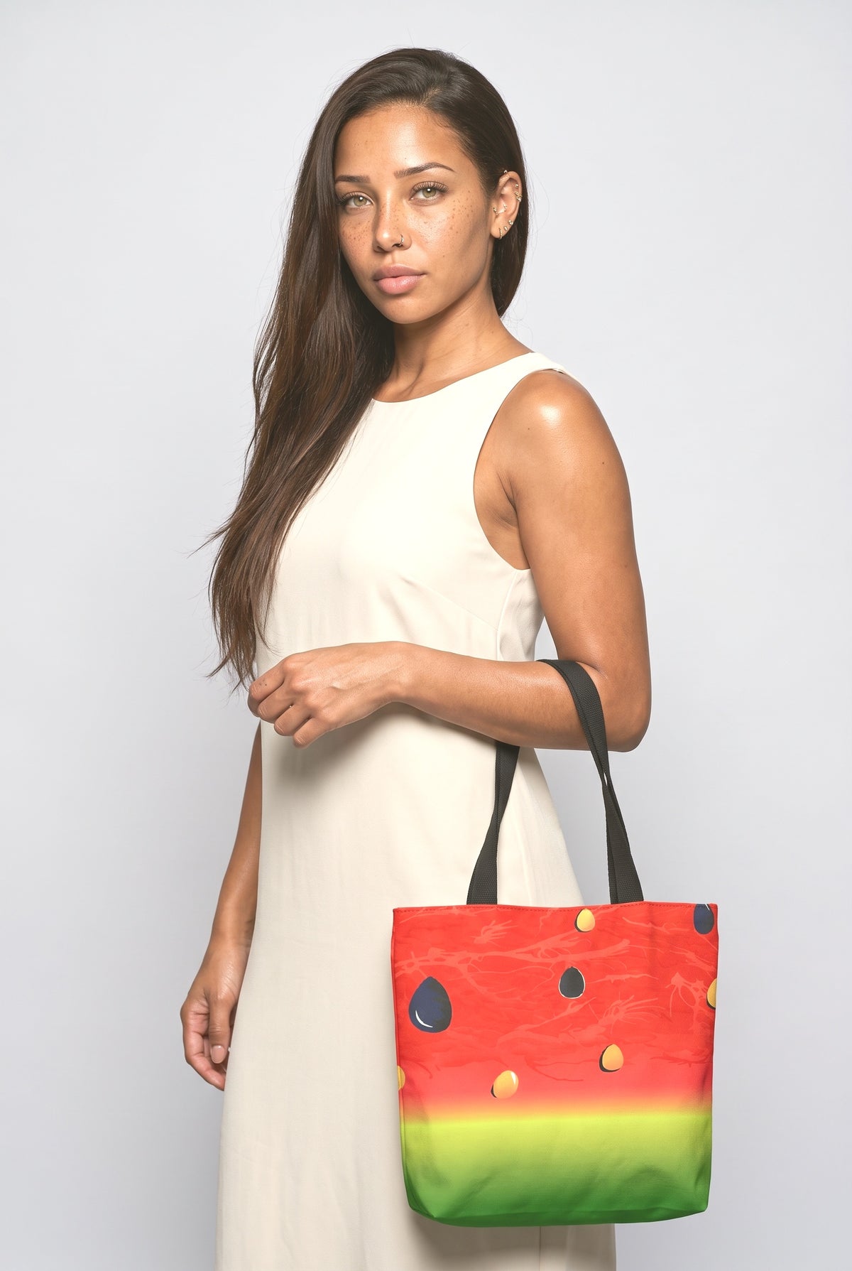 Tote Bag, worn, shown to scale