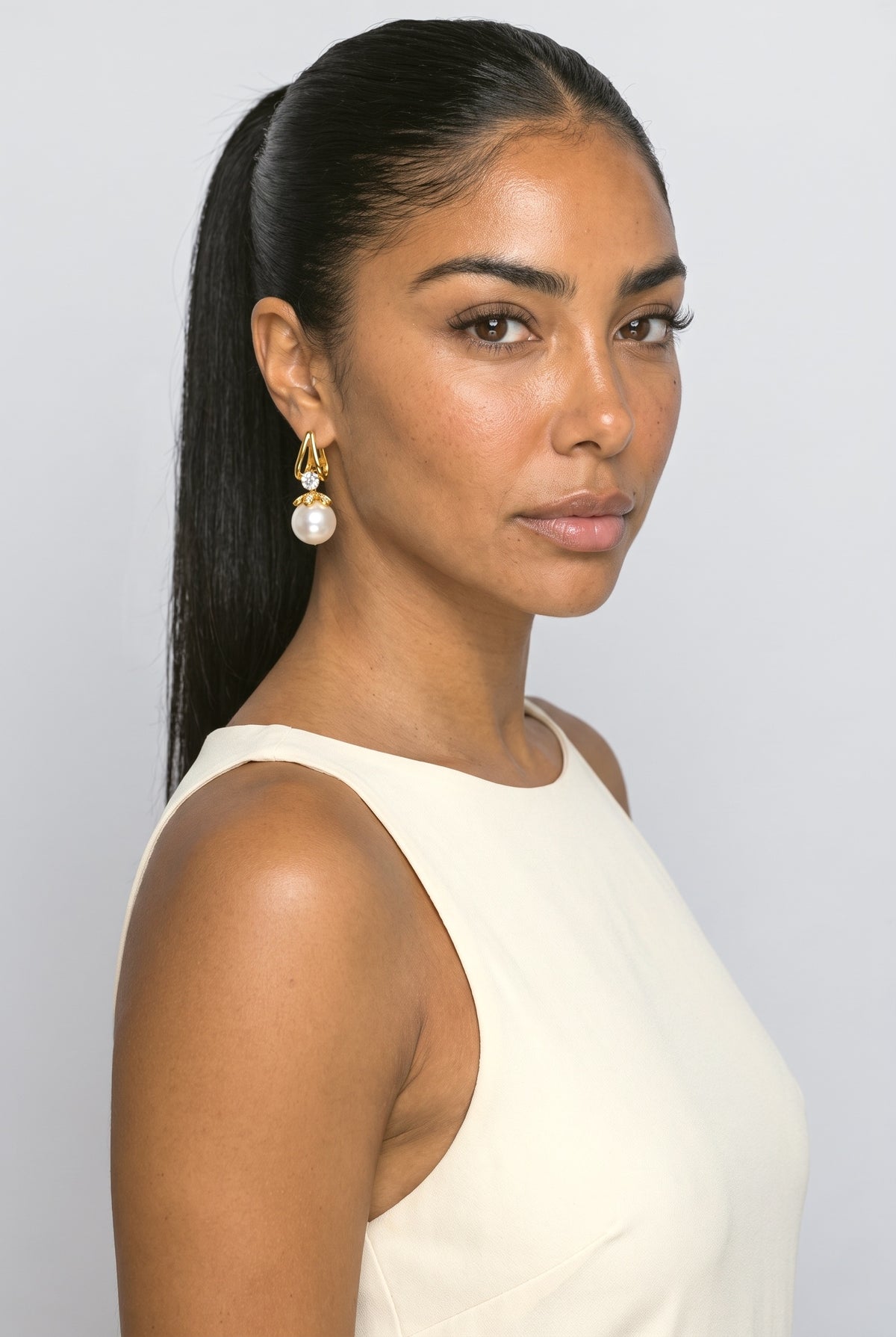 Drop Earrings, worn, shown to scale