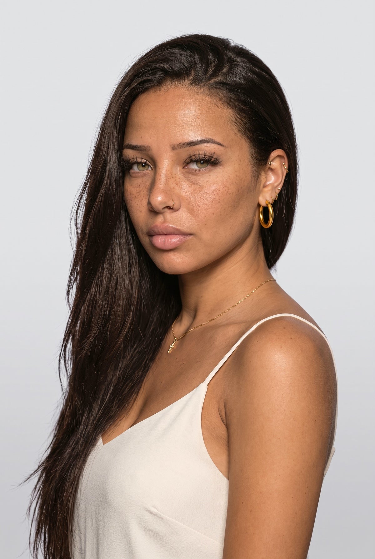 Stud Earrings, worn, shown to scale