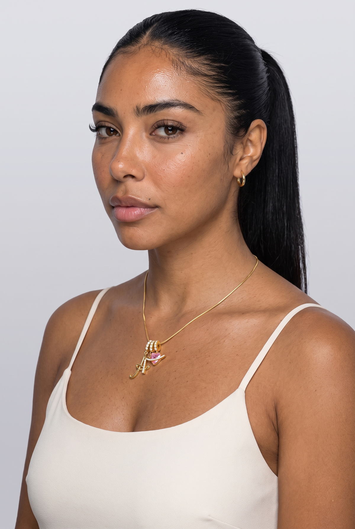 Necklace, worn, shown to scale