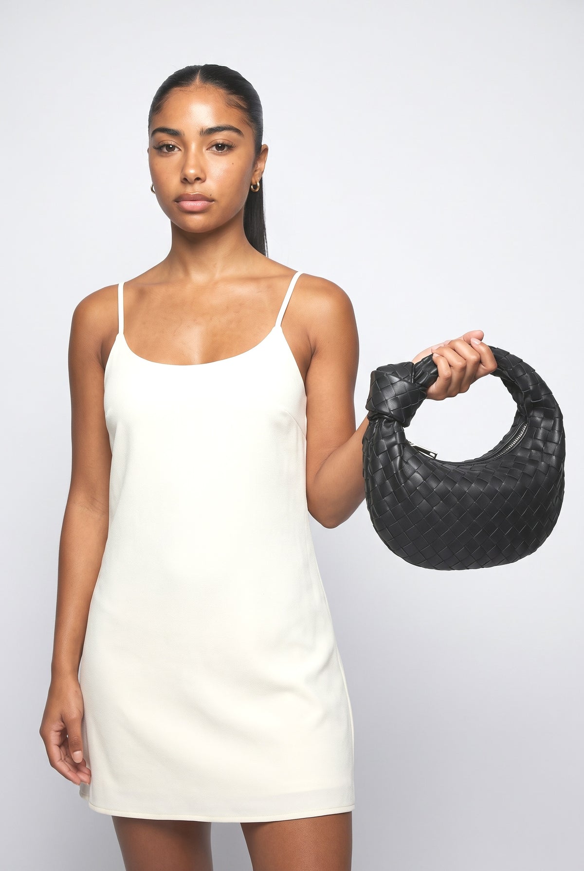 Braided Horn Knotted Tote Bag, worn, shown to scale