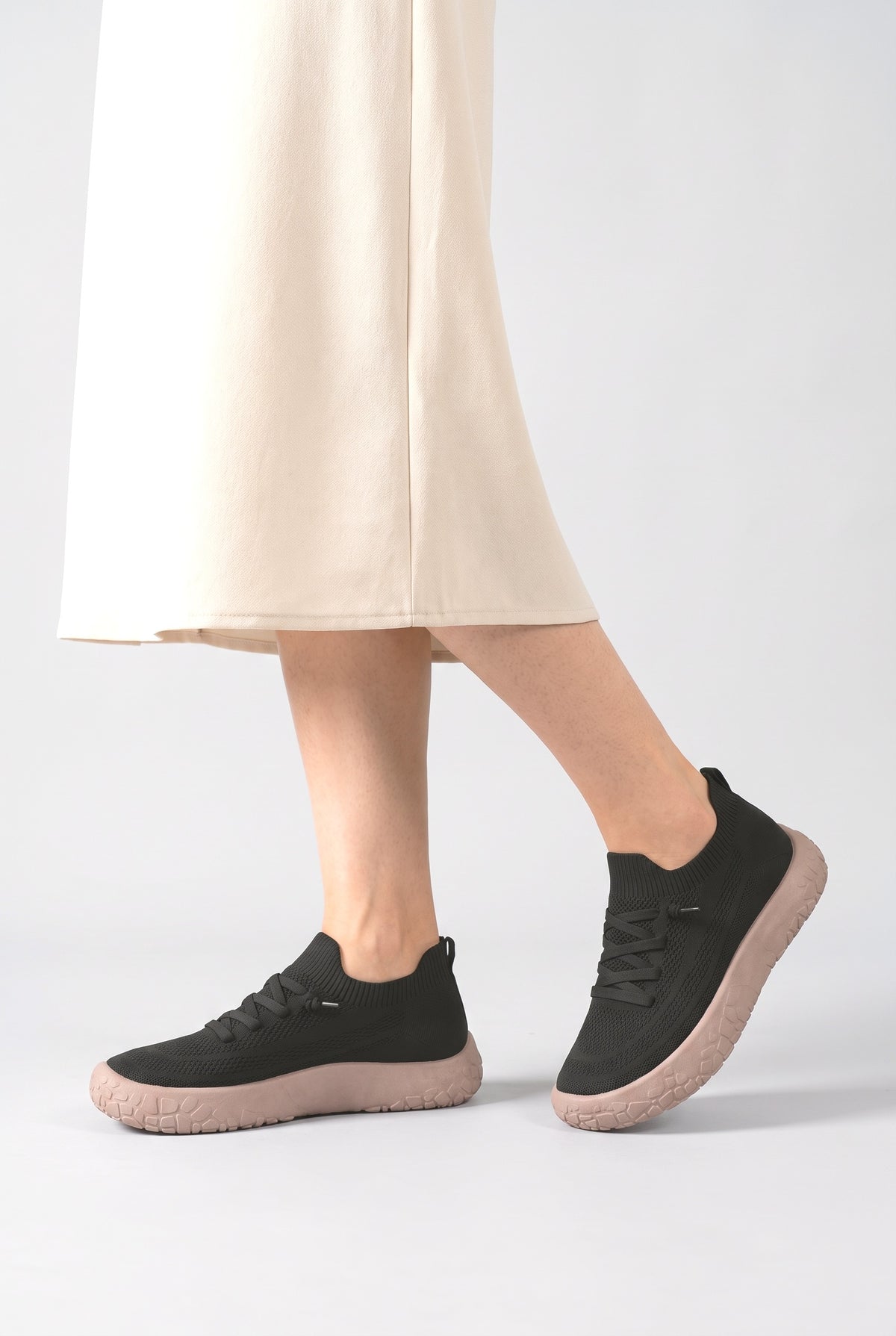 Knit Chunky Sneakers, worn, shown to scale