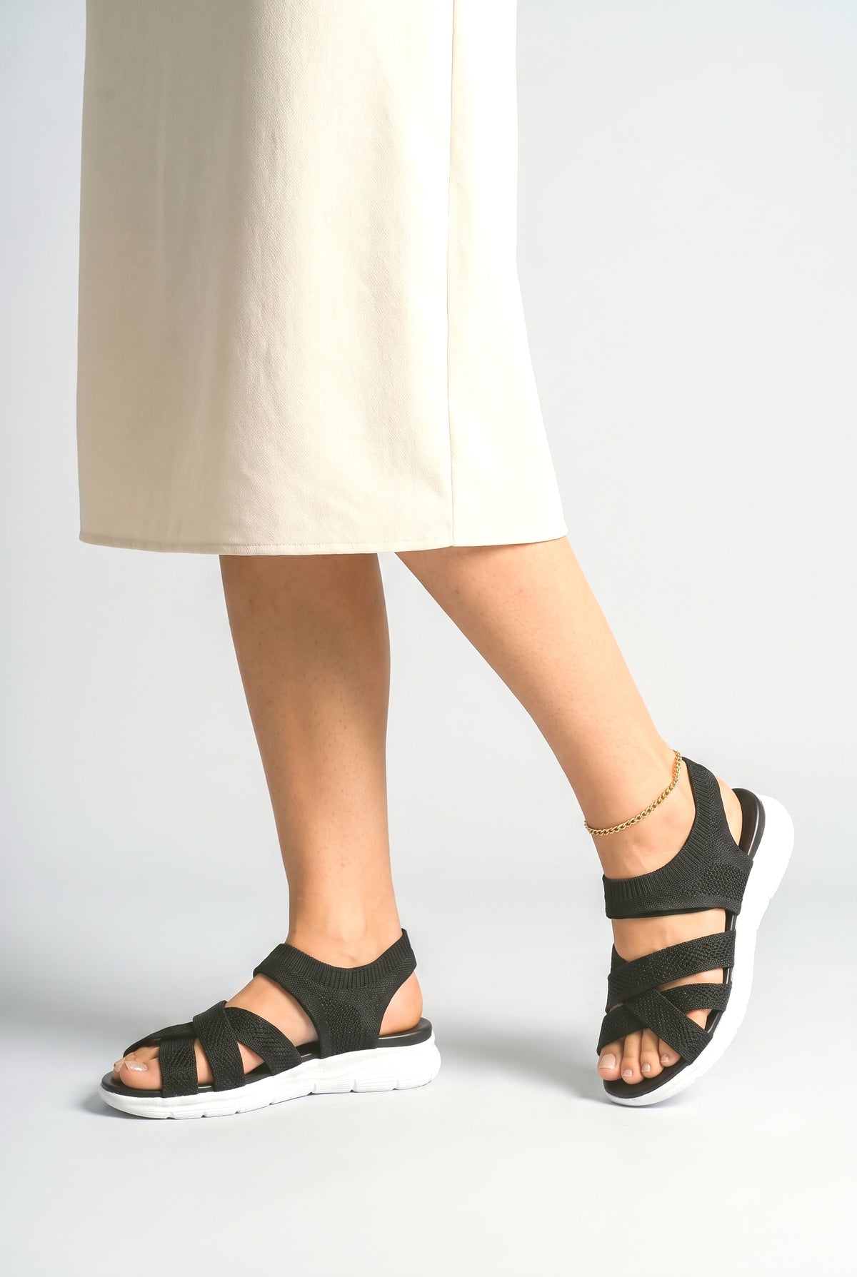 Knit Platform Sandals, worn, shown to scale