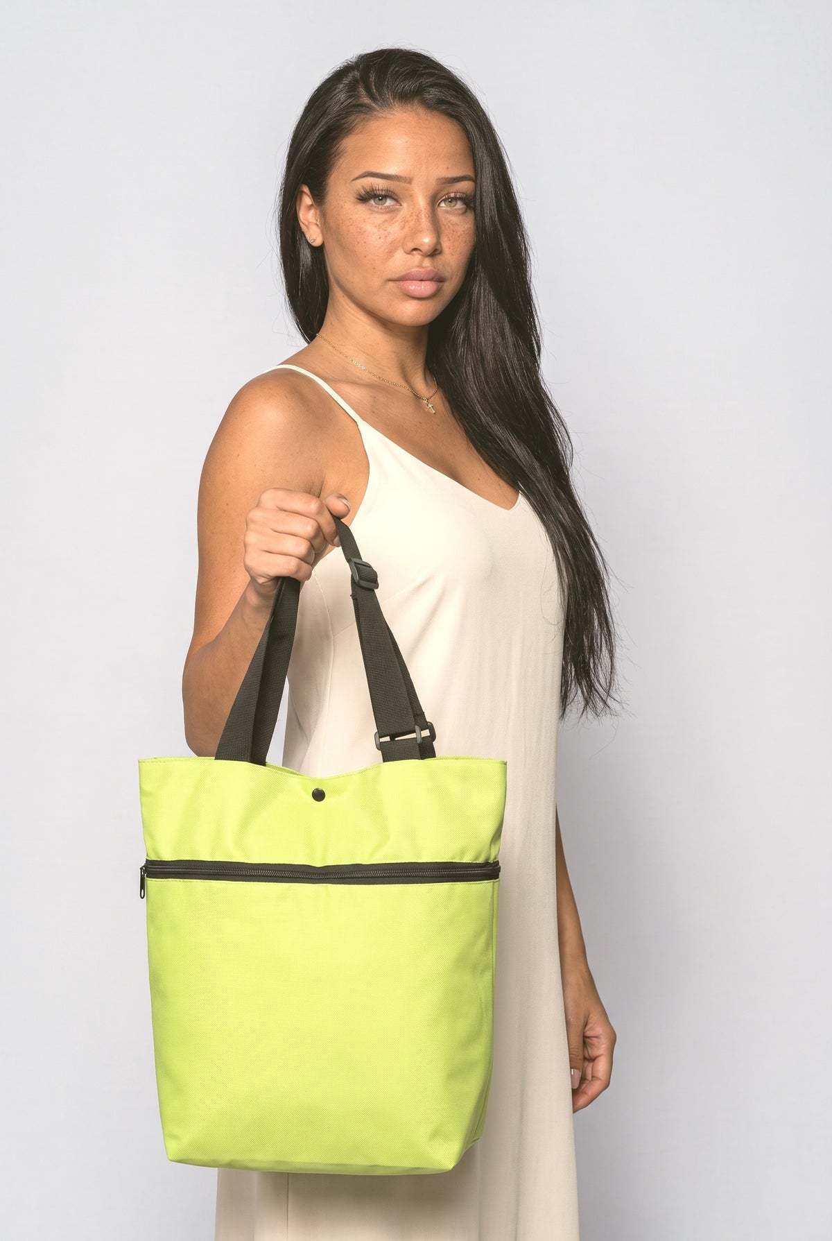 Tote Bag, worn, shown to scale