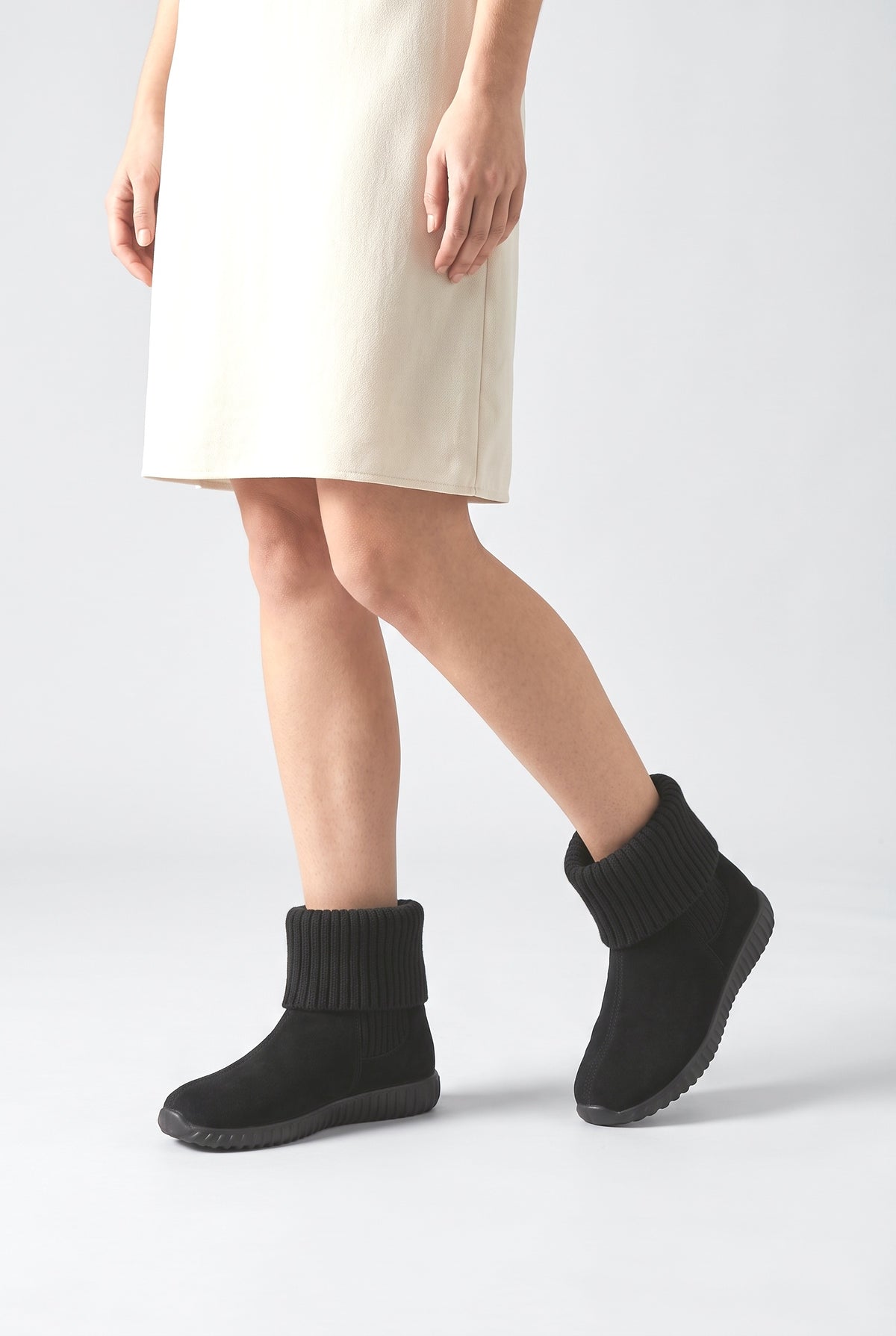 Knit Ankle Boots, worn, shown to scale