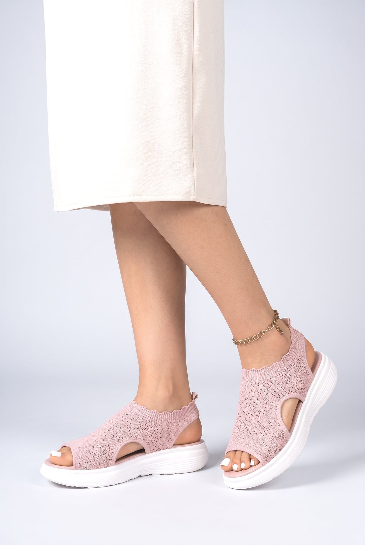 Knit Platform Sandals, worn, shown to scale
