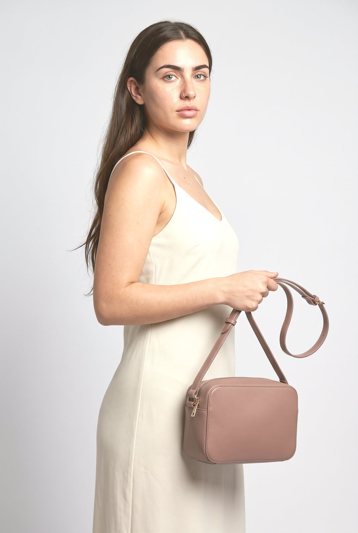 Crossbody Bag, worn, shown to scale