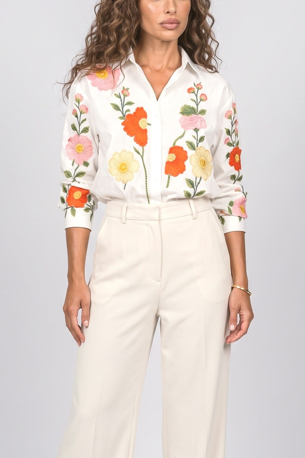 White Floral Blouse, fabric detail
