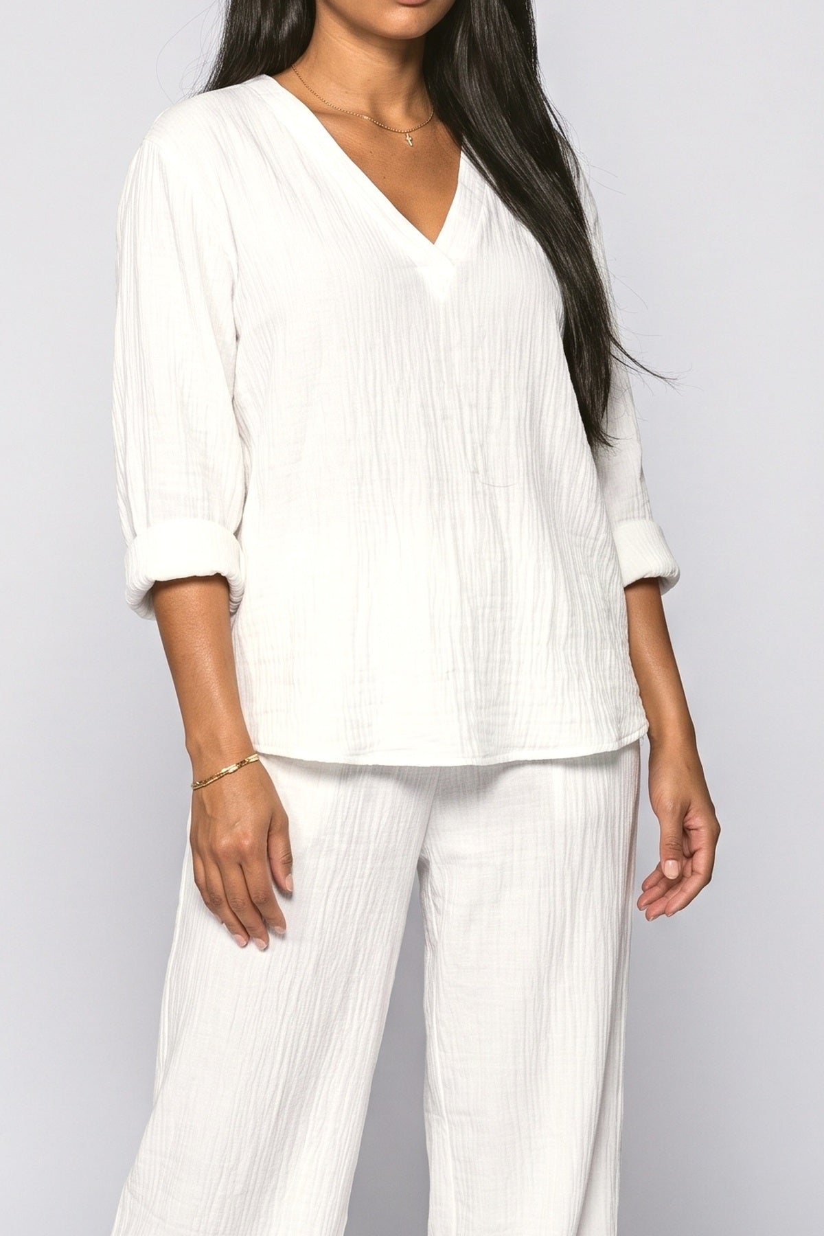 V-Neck Two Piece Outfit, fabric detail
