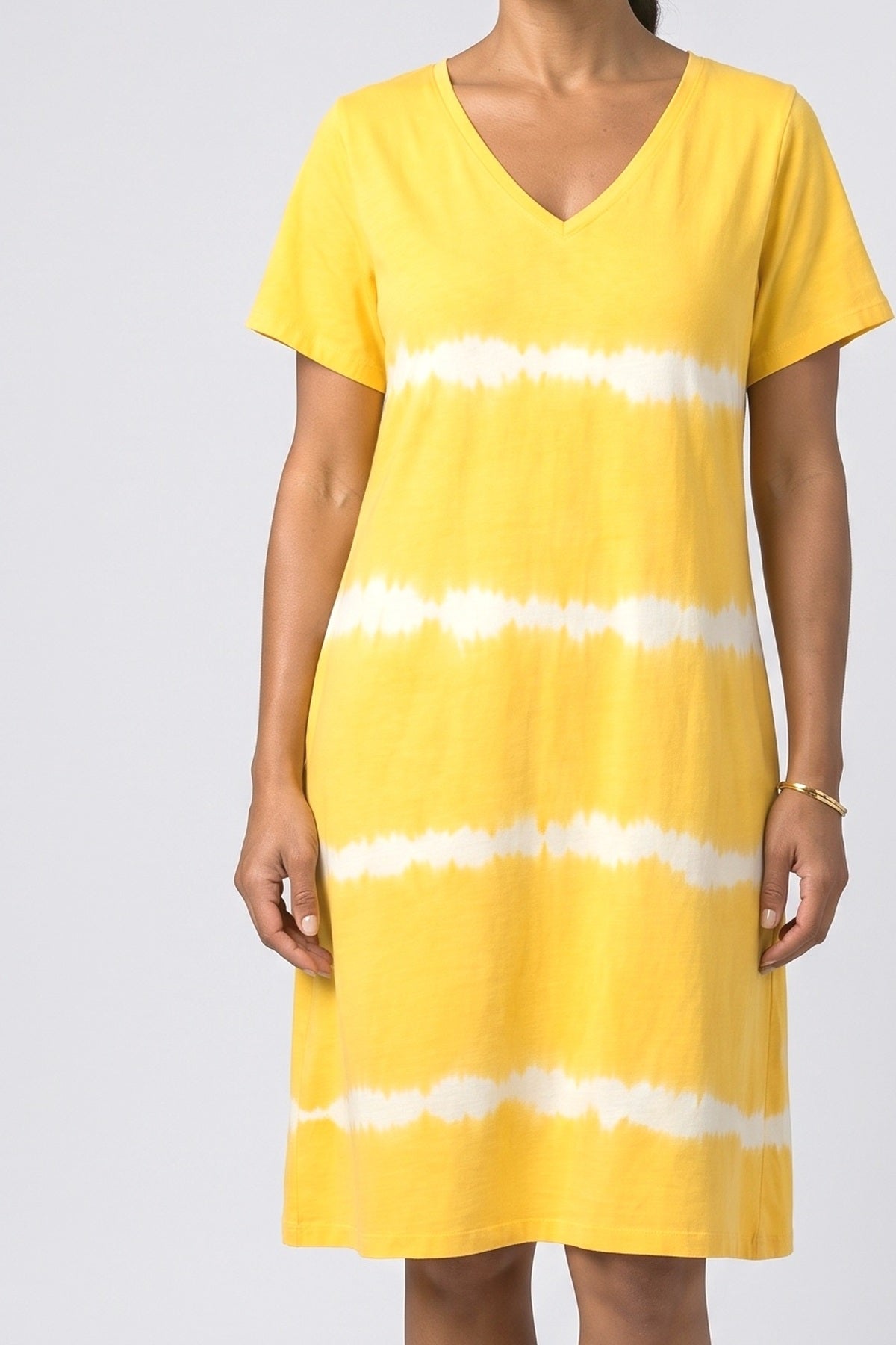 V-Neck Tie-Dye Short Sleeve Summer Dress, fabric detail