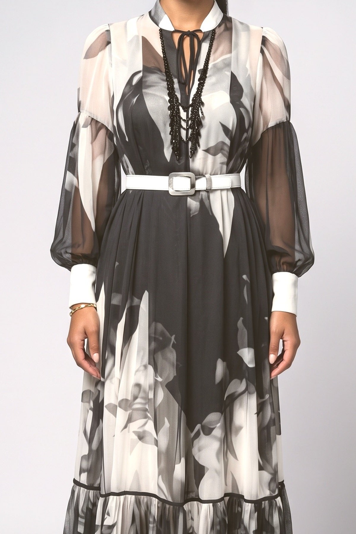 Floral Chiffon Maxi Dress, fabric detail