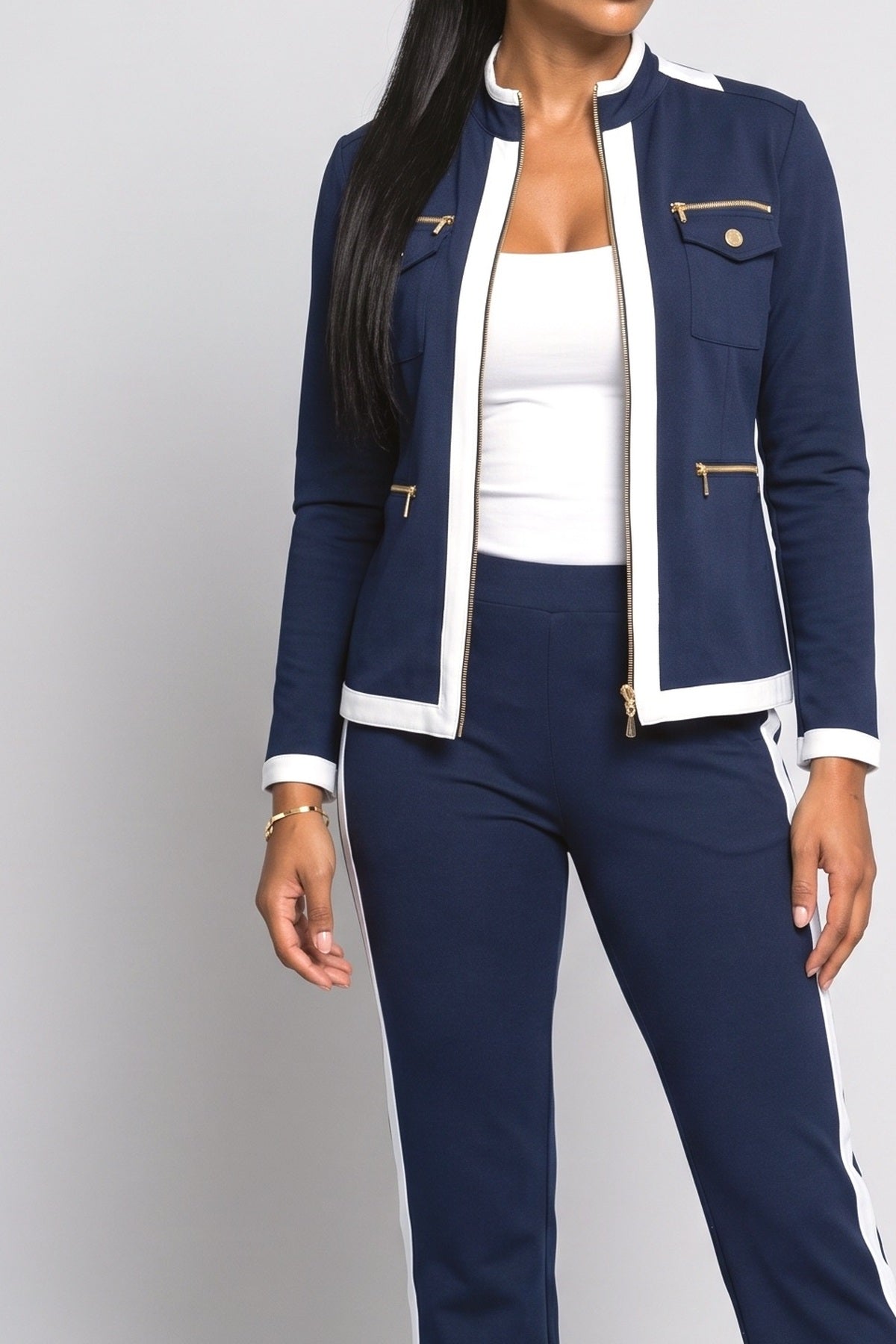 Colorblock Two Piece Outfit, fabric detail