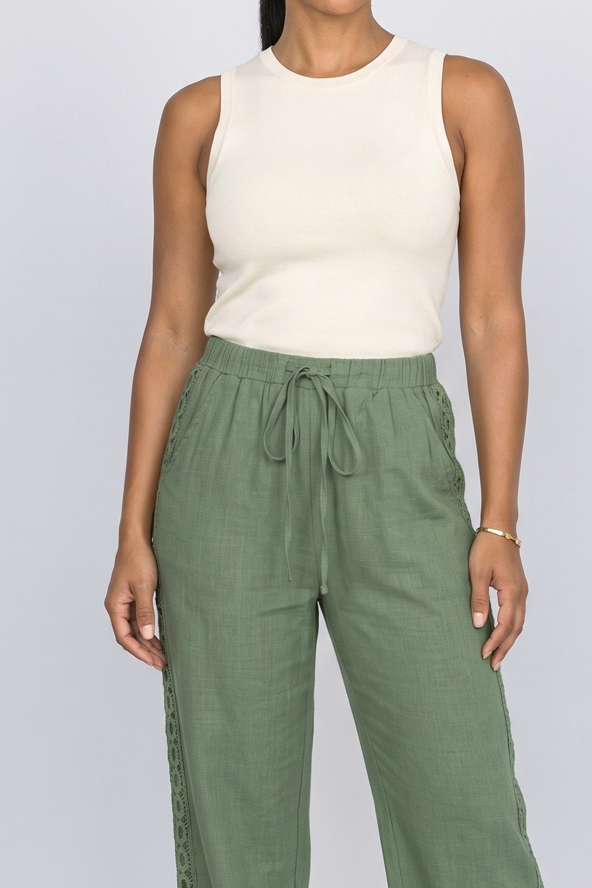 Lace Wide Leg Pants, fabric detail