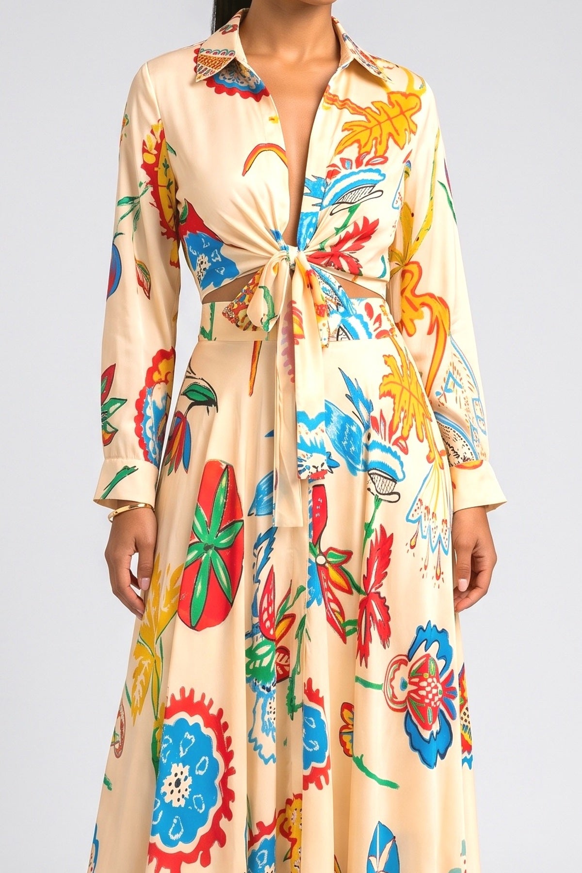 Yellow Floral Outfit Set, fabric detail