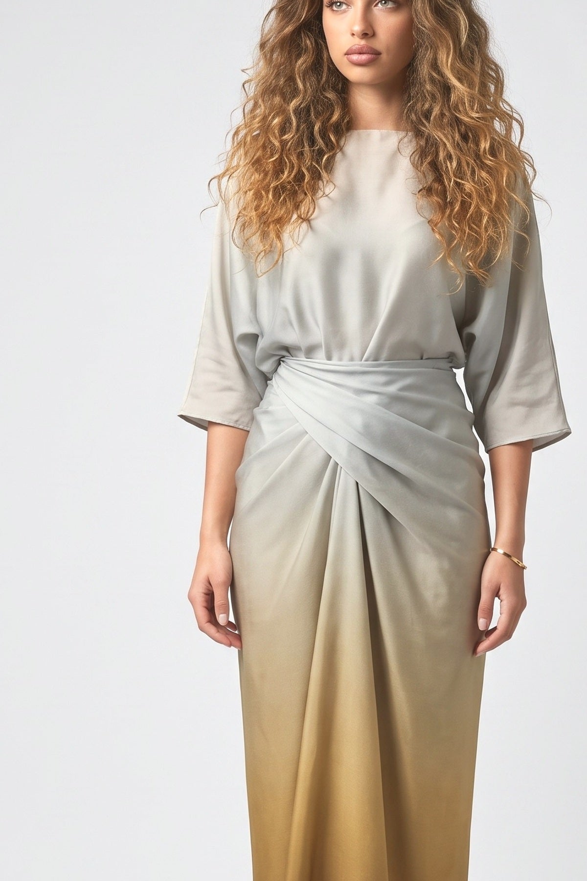 Multicolor Pleated Outfit Set, fabric detail