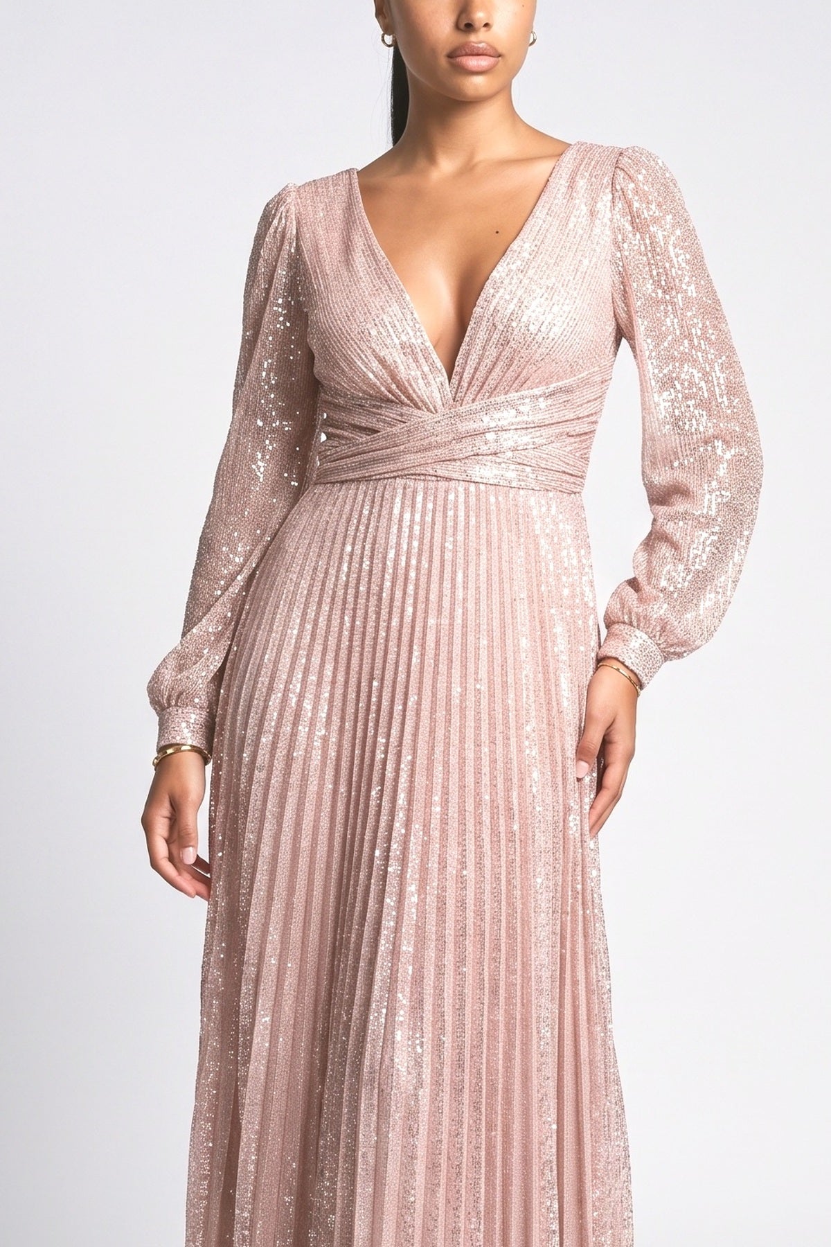 Pink Ruffle Maxi Dress, fabric detail